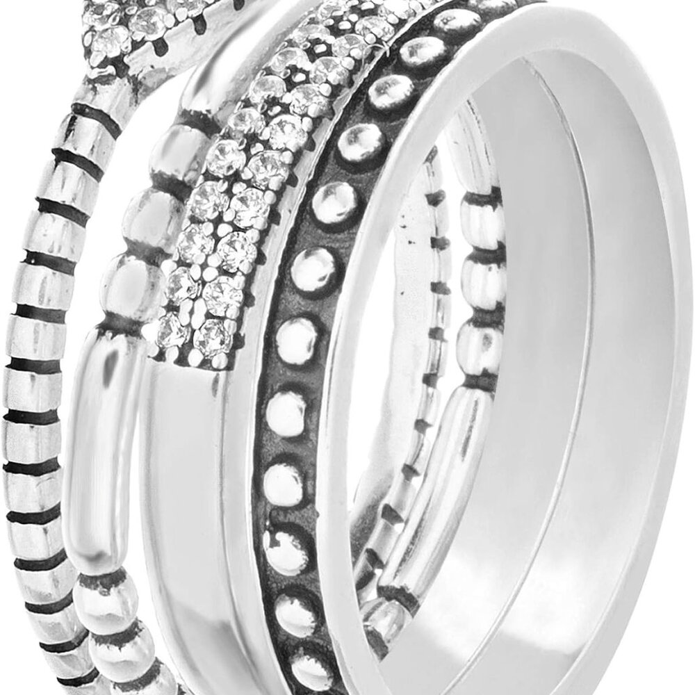 Trendy Oxidized Sterling Silver Stackable Eternit… - image 2